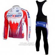 2011 Jersey Katusha Long Sleeve White And Red