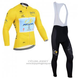 2014 Jersey Astana Long Sleeve Lider Yellow