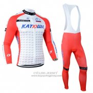 2014 Jersey Katusha Long Sleeve White And Red