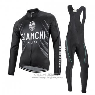 2016 Jersey Bianchi Long Sleeve Black And White