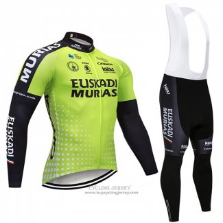 2018 Jersey Euskadi Murias Long Sleeve Green and Black