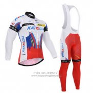2015 Jersey Katusha Long Sleeve White And Red