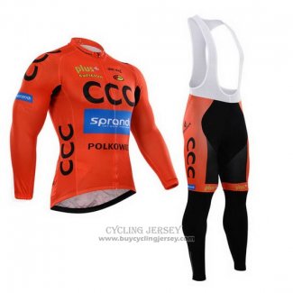 2015 Jersey CCC Long Sleeve Black And Orange
