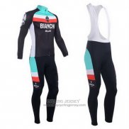 2013 Jersey Bianchi Long Sleeve Black And Light Blue