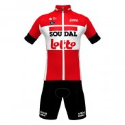 2022 Cycling Jersey Lotto Soudal Red Short Sleeve and Bib Short