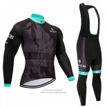 2018 Jersey Bianchi Long Sleeve Black and Blue