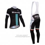 2014 Jersey Bianchi Long Sleeve Black And Green