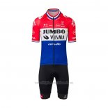 2022 Cycling Jersey Jumbo Visma Red White Blue Short Sleeve and Bib Short