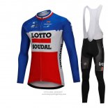 2018 Jersey Lotto Soudal Long Sleeve Blue and Red
