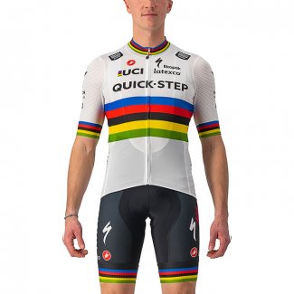 2022 Cycling Jersey UCI Deceuninck Quick Step White Short Sleeve and Bib Short