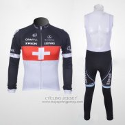 2011 Jersey Trek Leqpard Champion Svizzera Long Sleeve Red And White