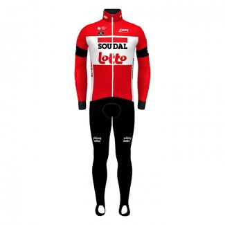 2022 Cycling Jersey Lotto Soudal Red Long Sleeve and Bib Tight
