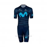 2022 Cycling Jersey Movistar Deep Blue Sky Bluee Short Sleeve and Bib Short