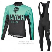 2017 Jersey Bianchi Milano ML Long Sleeve Green And Black