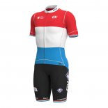 2022 Cycling Jersey Groupama-FDJ Red Luxembourg Champion Short Sleeve And Bib Short