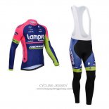 2014 Jersey Lampre Merida Long Sleeve Pink And Blue