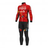 2022 Cycling Jersey Bahrain Victorious Red Long Sleeve and Bib Tight