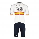 2022 Cycling Jersey Spain Champion INEOS White Red Short Sleeve and Bib Short