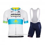 2022 Abbigliamento Ciclismo Astana Bianco Blu Manica Corta e yutr024