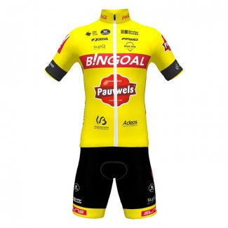 2022 Cycling Jersey Bingoal Wb Yellow Short Sleeve and Bib Short