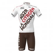 2022 Cycling Jersey Ag2r La Mondiale White Marron Short Sleeve and Bib Short