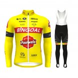 2022 Cycling Jersey Bingoal Wb Yellow Long Sleeve and Bib Tight