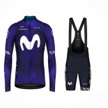 2023 Cycling Jersey Movistar Blue White Long Sleeve and Bib Tight
