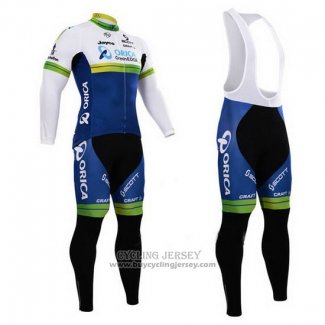 2015 Jersey Orica GreenEDGE Long Sleeve White And Blue