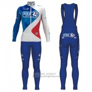 2017 Jersey FDJ Long Sleeve Blue and White