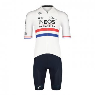 2022 Cycling Jersey British Champion INEOS Bluee White Short Sleeve and Bib Short