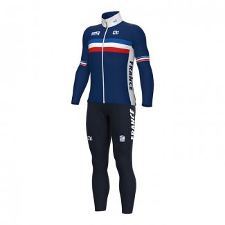 2022 Cycling Jersey France Bluee Long Sleeve and Bib Tight