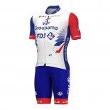 2022 Cycling Jersey Groupama FDJ Red Bluee Short Sleeve and Bib Short