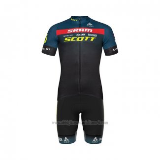 2022 Cycling Jersey Scott Sram Black Blue Short Sleeve and Bib Short