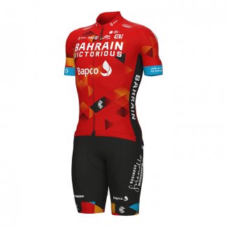 2022 Cycling Jersey Bahrain Victorious Red Short Sleeve and Bib Short