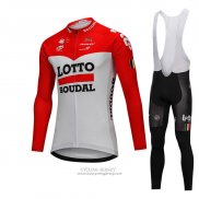 2018 Jersey Lotto Soudal Long Sleeve White and Red