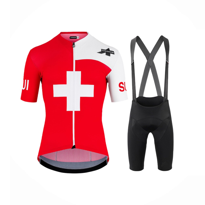 2022 Cycling Jersey Assos White and Red Short Sleeve and Bib oiuj001