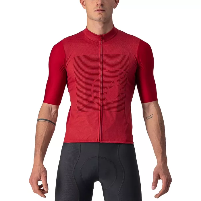 2022 Cycling Jersey Castelli Red Short Sleeve and Biboiuj004