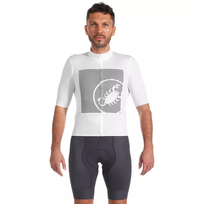 2022 Cycling Jersey Castelli White Gray Short Sleeve and Biboiuj005