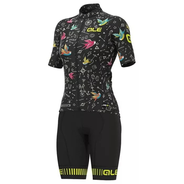 2022 Cycling Jersey ALE Black Multicolore Short Sleeve and Biboiuj037